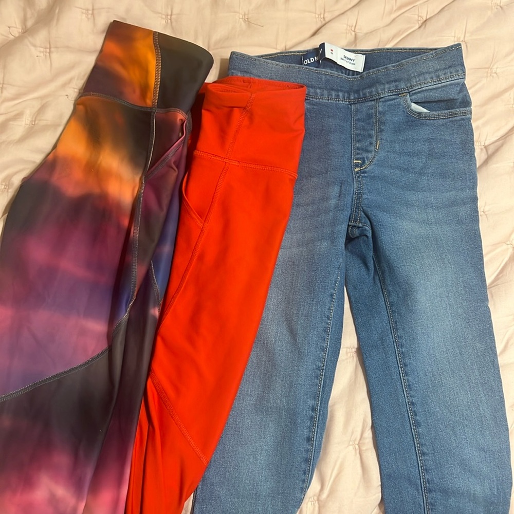 Old navy girls jeans and leggings size M or girls 8
